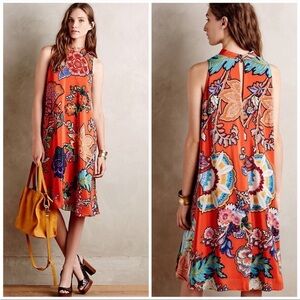 Anthropologie Maeve Larkhill Swing Dress Silk size XS
